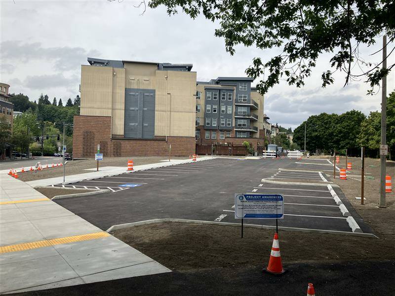 Mercer Islands Town Center Parking Area is now open at the end of East Sunset Highway at the site of the former Tullys Coffee building. Photo courtesy of the city of Mercer Island