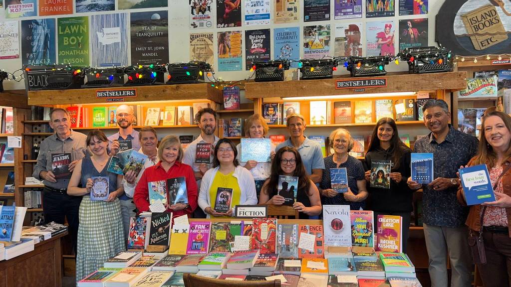 Island Books cracked open its two-hour Local Author Festival on July 27 at its shop. Authors in attendance who showcased and sold their books and shared some writing tips and tricks were: Megan Acuna (The Crown Prophecy); Richard Ezekiel (COELEVATE); Valerie Foster (Risk of Sorrow and Dancing with a Demon); Adam Warren George (The Lost Book of Eve); Ben Johns (Rogue for Peace); John and Heather Kahan (This is Your World Too); Sophia Kouidou (Circle of Peace, An Unexpected Ally and Sophias Return); Tucker Miller (The First Four Words); David Rabinovitch (Jukebox Empire); James Raquepau (Blades of Destiny, Stone of Destiny and Heart of Destiny); Jaime Ryanne (Elemental Affections); Alexandra Shaw (The Coach and Where Life Takes Us); and Reya Velamoor (Tara of Trees Beyond). Photo courtesy of Island Books