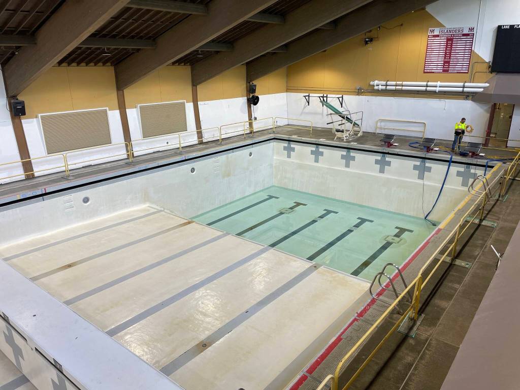 Mary Wayte Pool construction began on July 28, and the pool will be closed through mid-September. Photo courtesy of the Mercer Island School District