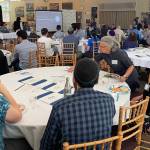 Attendees listen to a speaker at the Diagnosing and Treating Antisemitism in the Healthcare Industry event on July 27 at the Island Synagogue. Photo courtesy of Randy Kessler