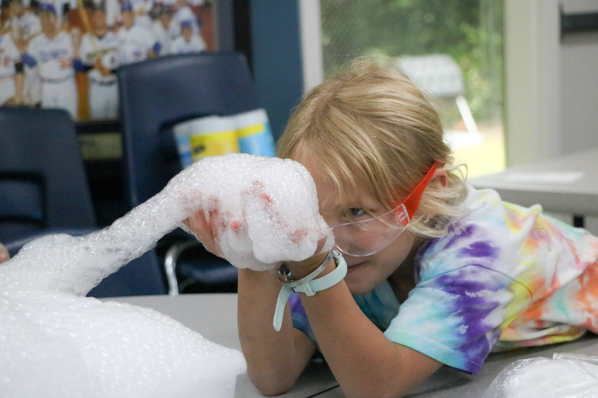 A summer camper delves into chemical reactions during a recent Wise Camps session at the Stroum Jewish Community Center on Mercer Island. Photo courtesy of Martha Daniels, SJCC