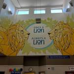 The Mercer Island School Districts facilities and operations team has put up a new lions mural at Lakeridge Elementary School. This is the first of several painted murals that will be installed between the districts three older elementary schools. These mural updates at the three schools would not be possible without the communitys support of the capital and technology levy. Photo courtesy of the Mercer Island School District