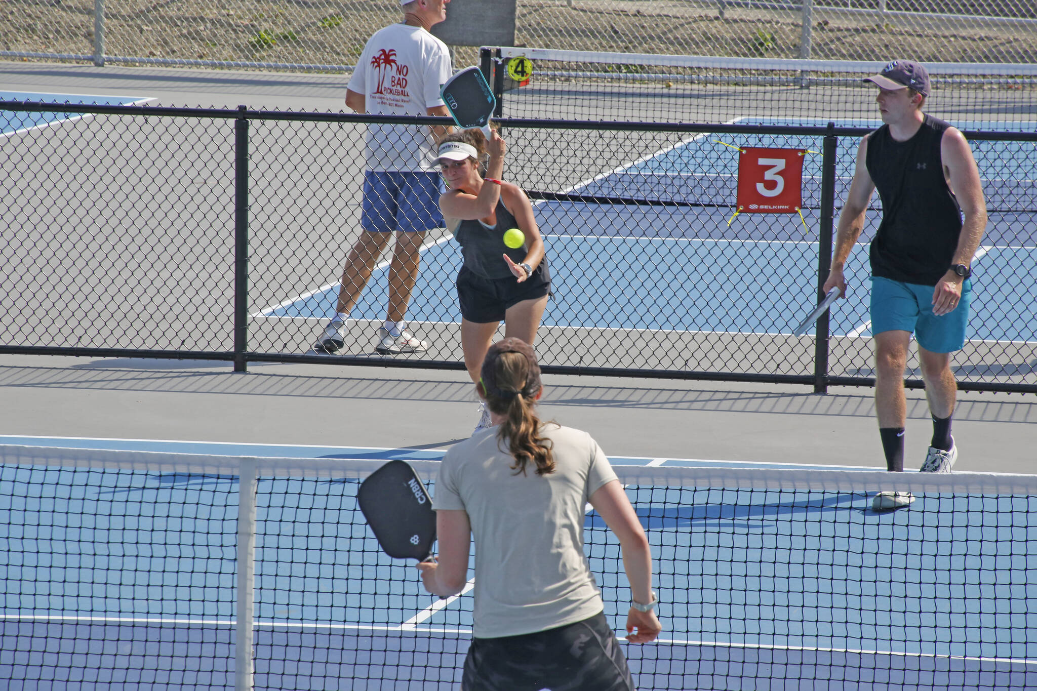 Players participate in the Rotary Club of Mercer Island pickleball tournament fundraiser on Aug. 22-24 at Luther Burbank Park. Photo courtesy of Terry Lee