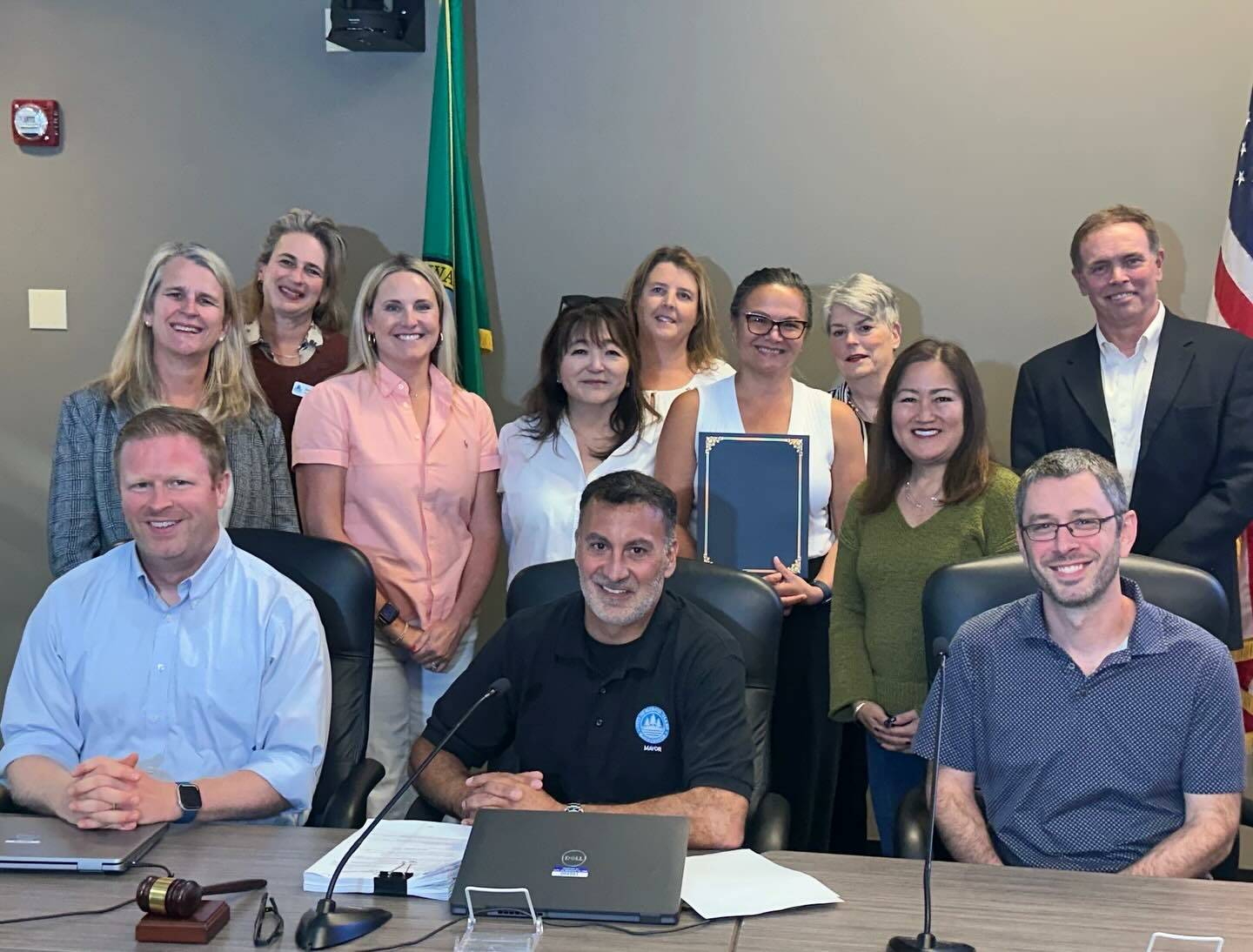 Last week, the Mercer Island City Council formally recognized Mercer Island School District partner, the Mercer Island Youth & Family Services (MIYFS) Foundation, with Resolution No. 1681 for the foundations ongoing contribution since 1989. The foundations sole purpose is to raise funds to support MIYFS. Along with the city and proceeds from the Mercer Island Thrift Shop, they fund the MIYFS in-school counselor positions at each of the school districts elementary schools, Islander Middle School and at Mercer Island High School. Photo courtesy of the Mercer Island School District