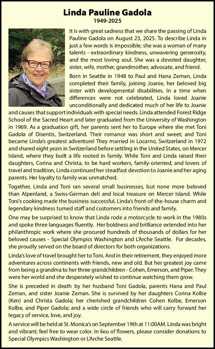 Linda Pauline Gadola | Obituary