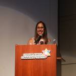 Stroum Jewish Community Center of Greater Seattle CEO Amy Lavin speaks at the early childhood school naming and reopening ceremony on Sept. 7. Photo courtesy of the SJCC
