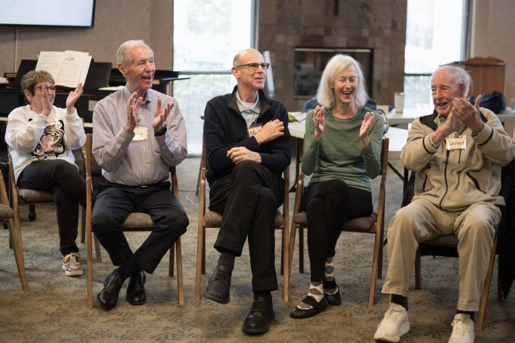 Theres plenty of cheering going on during the games segment of Old Friends Club gatherings. Photo courtesy of Tanya Su