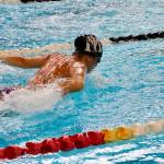 Mercer Island High School sophomore Mira Waingold swims the butterfly. Photo courtesy of Kara Lucas