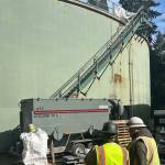 Workers survey the scene during the citys water reservoir improvements project. Photo courtesy of the city of Mercer Island