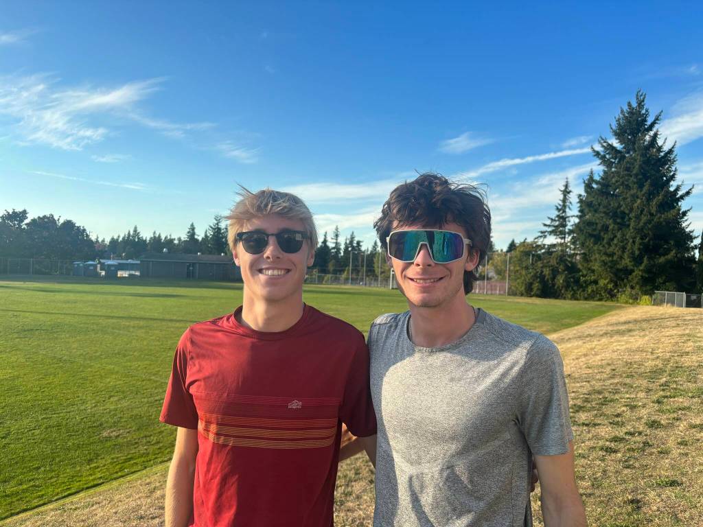 Mercer Island High School senior cross country runners Matthew Lawrence and Bodie Thomas chatted with the Reporter following a recent workout. Andy Nystrom/ staff photo
