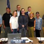 Mercer Island Community Fund members (bottom row, left to right) Barbara Potashnick, president Jackie Brown and Kristin Sugamele are joined by city council members Deputy Mayor David Rosenbaum, Mayor Salim Nice, Craig Reynolds, Ted Weinberg, Lisa Anderl and Daniel Becker. Photo courtesy of the city of Mercer Island