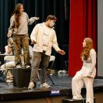 Kaori Lancaster, Huashan Tiger Yang and Shelby Conway during rehearsal. Photo courtesy of Kelly Goto