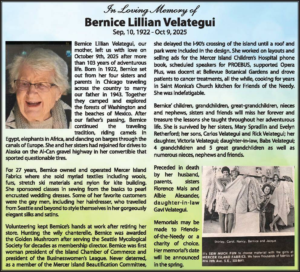 Bernice Velategui | Obituary