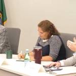 From left to right, Mercer Island School District Superintendent Fred Rundle, Assistant Superintendent of Compliance, Legal Affairs and Human Resources Erin Battersby and Mercer Island High School Principal Nick Wold answered questions at the Student Safety and Well-Being Webinar on Oct. 29. Screenshot from the webinar