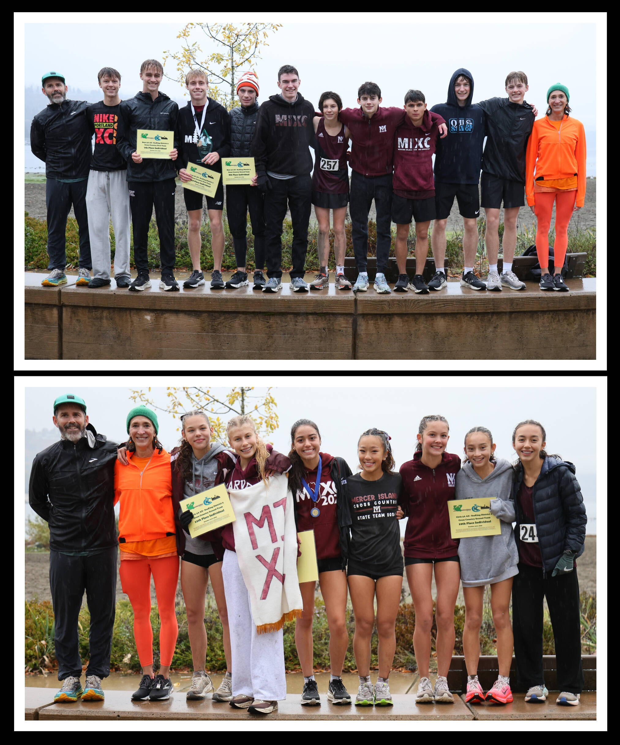 Mercer Island High Schools boys and girls cross country teams will be headed to the 3A state championship meet on Nov. 8 at Sun Willows Golf Course in Pasco. At the 3A SeaKing District 2 meet on Oct. 31 at Lake Sammamish State Park, the boys repeated as team champions and the girls finished second. Islander Sophia Rodriquez three-peated as champion (17:21.8) and the MIHS boys top finisher was Matthew Lawrence (third, 15:19.6). The other MIHS boys runners are: Connor Ward, Bodie Thomas, Finn Bunker, Matthew Greer, Baylen McCarthy and Jake Powell. Other MIHS girls runners are: Rizah Despres, Bella Heckzey, Sierra Brondstetter, Ella Zhang, Ava Arnsdorf and Tess Ahrenholz. Photos courtesy of Scott Knoblich