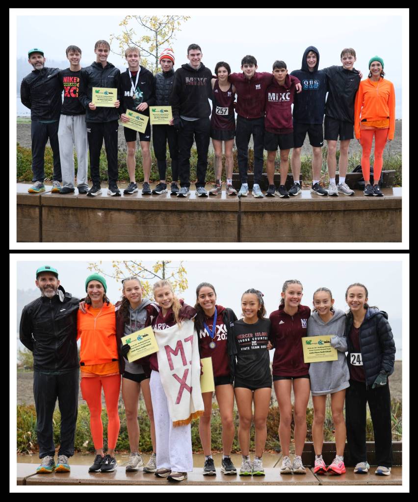Mercer Island High Schools boys and girls cross country teams will be headed to the 3A state championship meet on Nov. 8 at Sun Willows Golf Course in Pasco. At the 3A SeaKing District 2 meet on Oct. 31 at Lake Sammamish State Park, the boys repeated as team champions and the girls finished second. Islander Sophia Rodriquez three-peated as champion (17:21.8) and the MIHS boys top finisher was Matthew Lawrence (third, 15:19.6). The other MIHS boys runners are: Connor Ward, Bodie Thomas, Finn Bunker, Matthew Greer, Baylen McCarthy and Jake Powell. Other MIHS girls runners are: Rizah Despres, Bella Heckzey, Sierra Brondstetter, Ella Zhang, Ava Arnsdorf and Tess Ahrenholz. Photos courtesy of Scott Knoblich