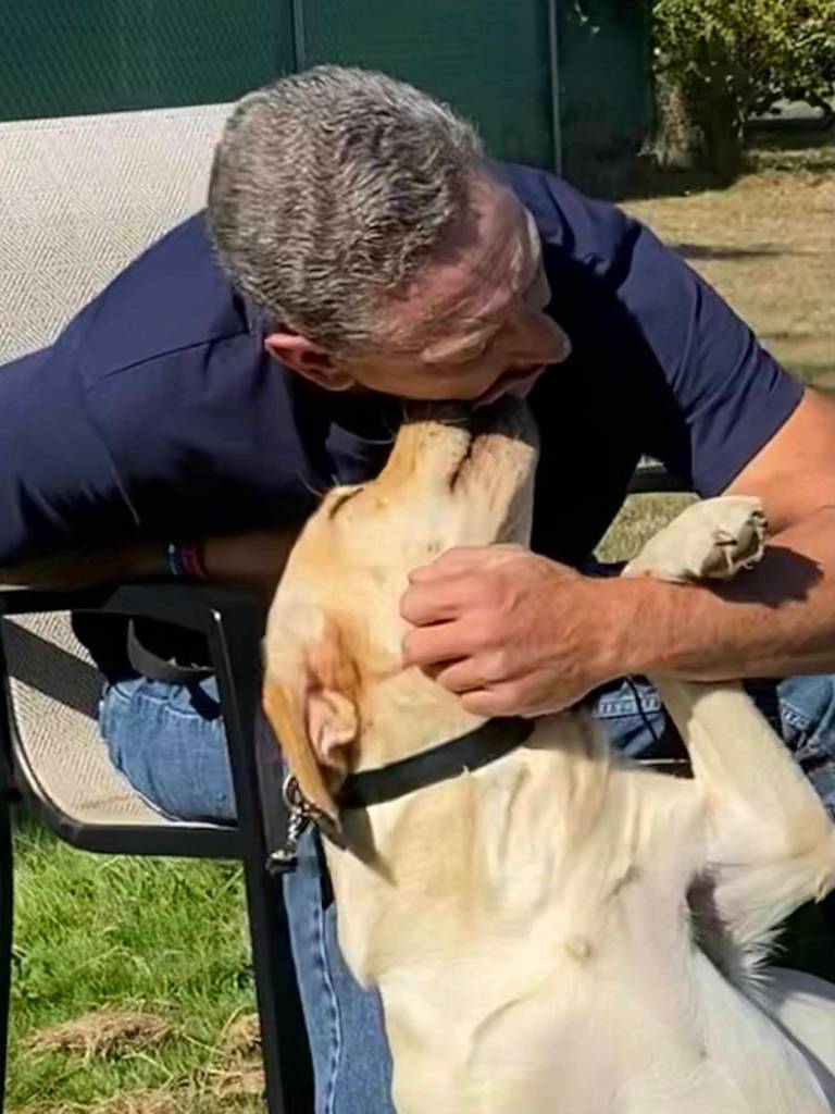 A veteran and his dog. John bonds with his Battle Buddy Honey. Photo courtesy of Northwest Battle Buddies
