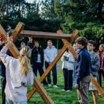 Mercer Island High School Mercer Trade Inc. students assemble tree stands. Courtesy photo