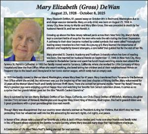 Mary DeWan | Obituary