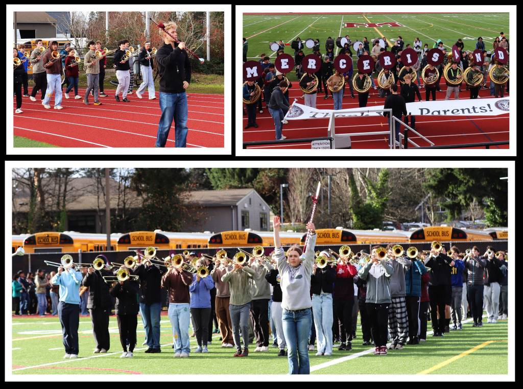 Mercer Island High Schools marching band holds its final practice on Dec. 6 before participating in the New Years Day London Parade. Photos courtesy of Kate Bergman