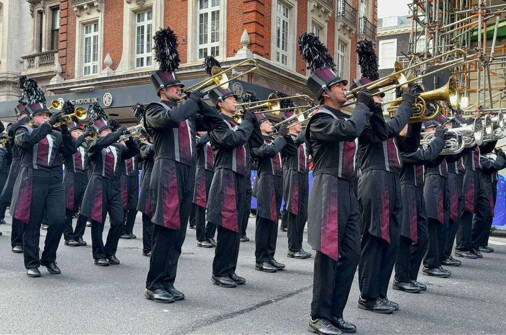 The Mercer Island High School marching band performed in the 40th New Years Day London Parade. The 206-member band joined 15 other United States high school and college bands and a bevy of other performers at the prestigious event in the center of London as they marched past Westminster Abbey, the Tower of London, Big Ben, the Houses of Parliament, Trafalgar Square and other iconic sites. Photo courtesy of the Mercer Island High School marching band