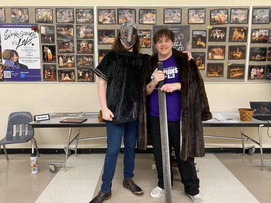 From left to right at the 2024 Mercer Island High School Future Islander Night: Alec Martin and Colin Dowdy with the drama department. Reporter file photo