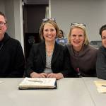 Left to right at the Jan. 15 Mercer Island School District board meeting: Island Park Elementary principal Joby McGowan, Lakeridge Elementary principal Jennifer Cleaves, Northwood Elementary principal Julie Newcomer and West Mercer Elementary principal Megan Isakson. Photo courtesy of the Mercer Island School District