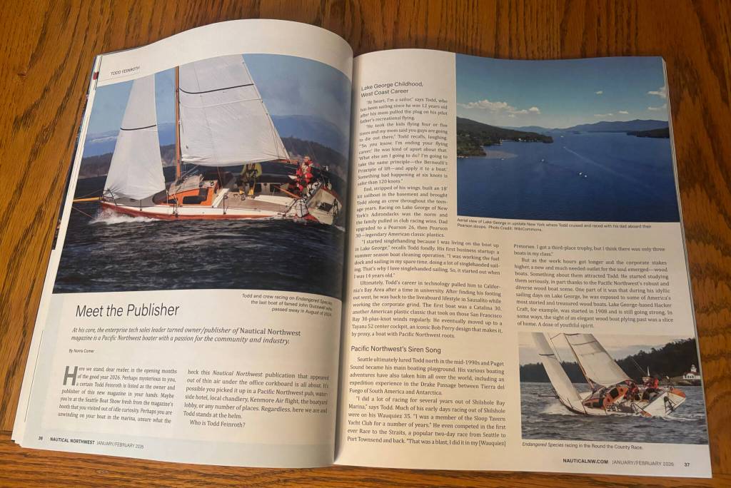 A story about Todd Feinroth within the pages of Nautical Northwest magazine. Reporter staff photo