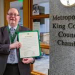 Dwight Dively poses with the proclamation and the MLK Medal of Distinguished Service. Photo courtesy of King County