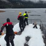 Officers deploy to an ice rescue on Feb. 3 at Fish Lake in Chelan County. Photo courtesy of the Mercer Island Police Department