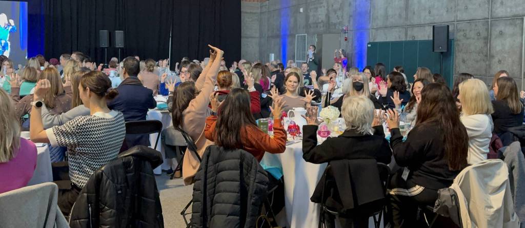 Attendees participate in a demonstration of the Stay Active and Independent for Life (SAIL) class. Photo courtesy of the Mercer Island Youth and Family Services Foundation