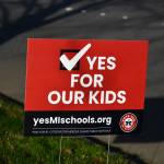 A Citizens for Mercer Island Public Schools levy sign along Island Crest Way. Andy Nystrom/ staff photo