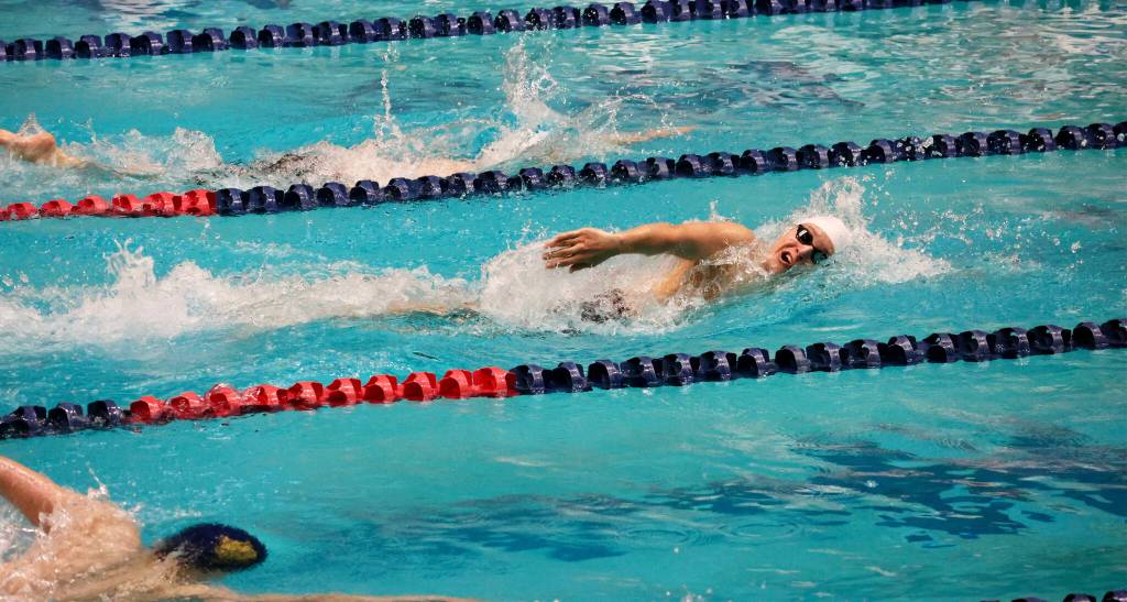 Mercer Island High School sophomore Luke Dunn was victorious in the 200 individual medley and 500 freestyle at the 3A state championships on Feb. 21 at the King County Aquatic Center in Federal Way. Photo courtesy of Kara Lucas