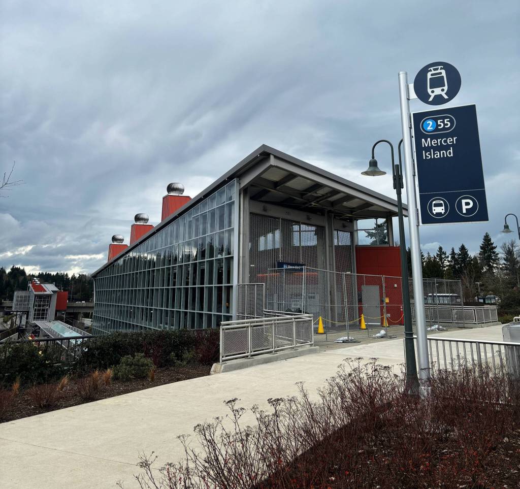 The Mercer Island Light Rail Station will be open to riders beginning March 28. Andy Nystrom/ staff photo