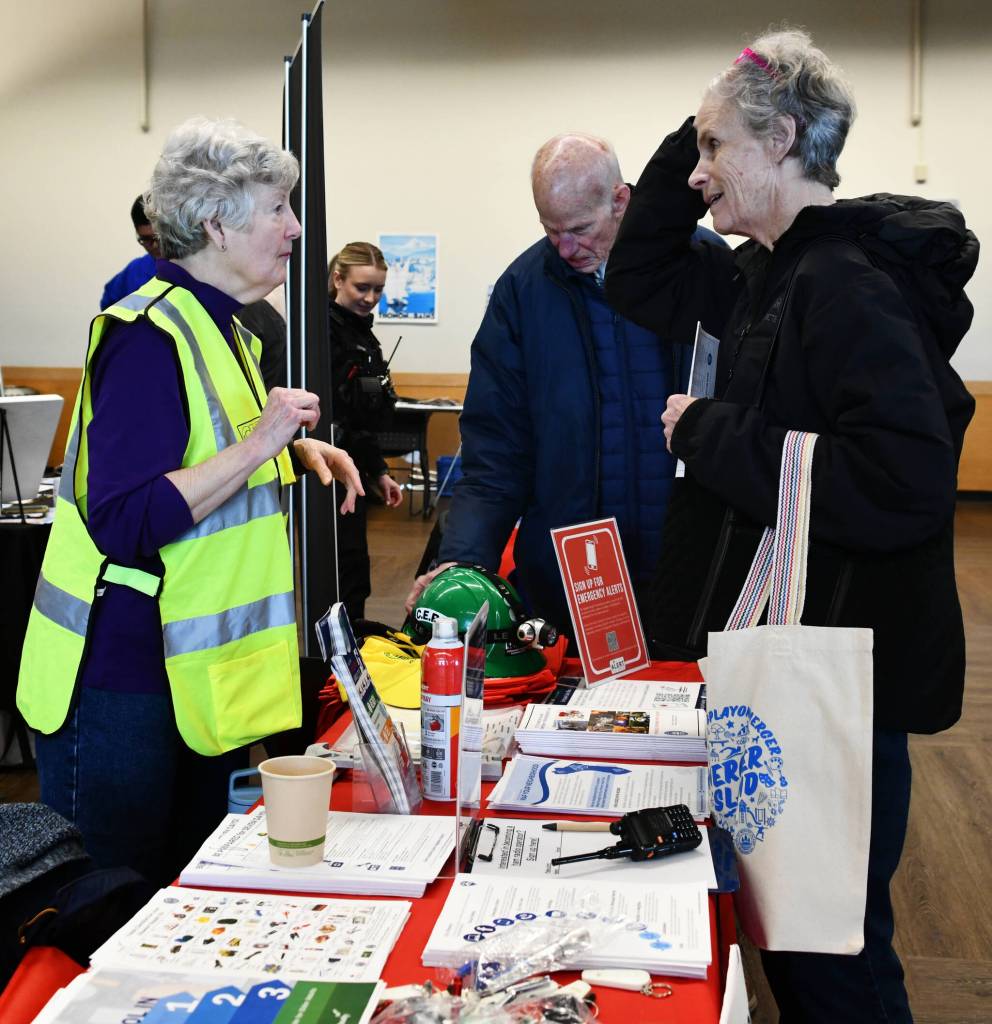 The Mercer Island Emergency Management booth was a popular destination. Andy Nystrom/ staff photo