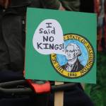 A sign from a No Kings protest in Renton in 2025. Photo by Bailey Jo Josie/Sound Publishing