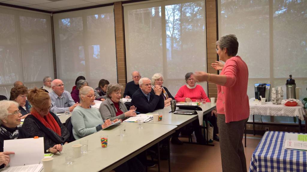 Mindy Garner teaches seniors about real estate services at an ElderMove Alliance seminar at North Bellevue Community Center. Courtesy photo