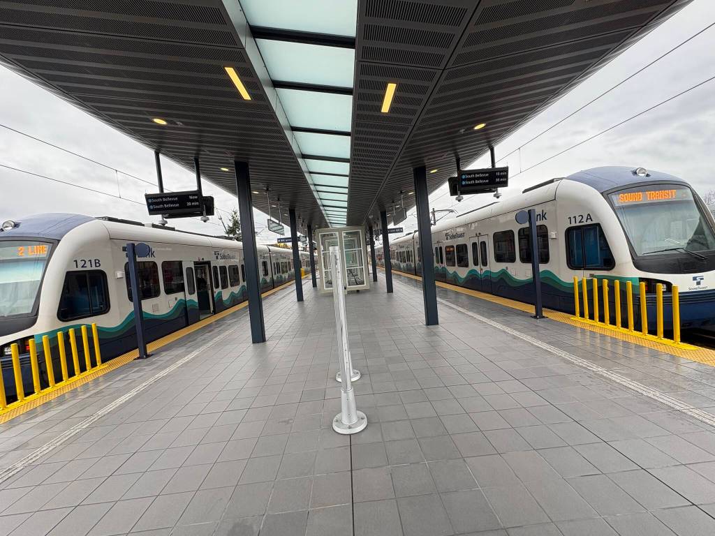 Trains at the Downtown Redmond Station. Photo by Mindy Stern