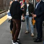 Sound Transit CEO Dow Constantine, right, stands on the Mercer Island Station deck. Andy Nystrom/ staff photo