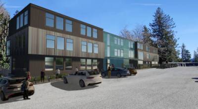 An architects rendering of the Barnabie Point Project on Mercer Island. Courtesy graphic