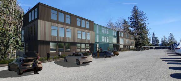 An architects rendering of the Barnabie Point Project on Mercer Island. Courtesy graphic