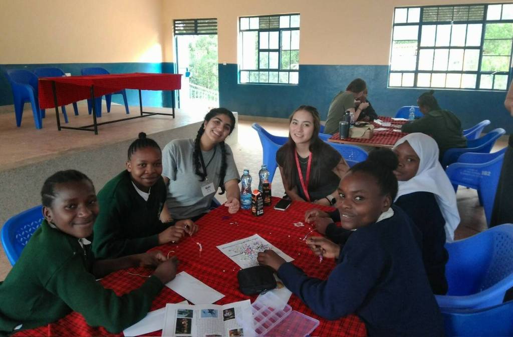 Mahi Agarwal and Kira Lackland at St. Joseph School. Photo courtesy of Kira Lackland