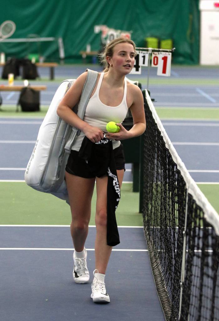 Mercer Island High School junior tennis player Sarah Garton is competing at No. 1 singles this season. Photo courtesy of Brian Rogers