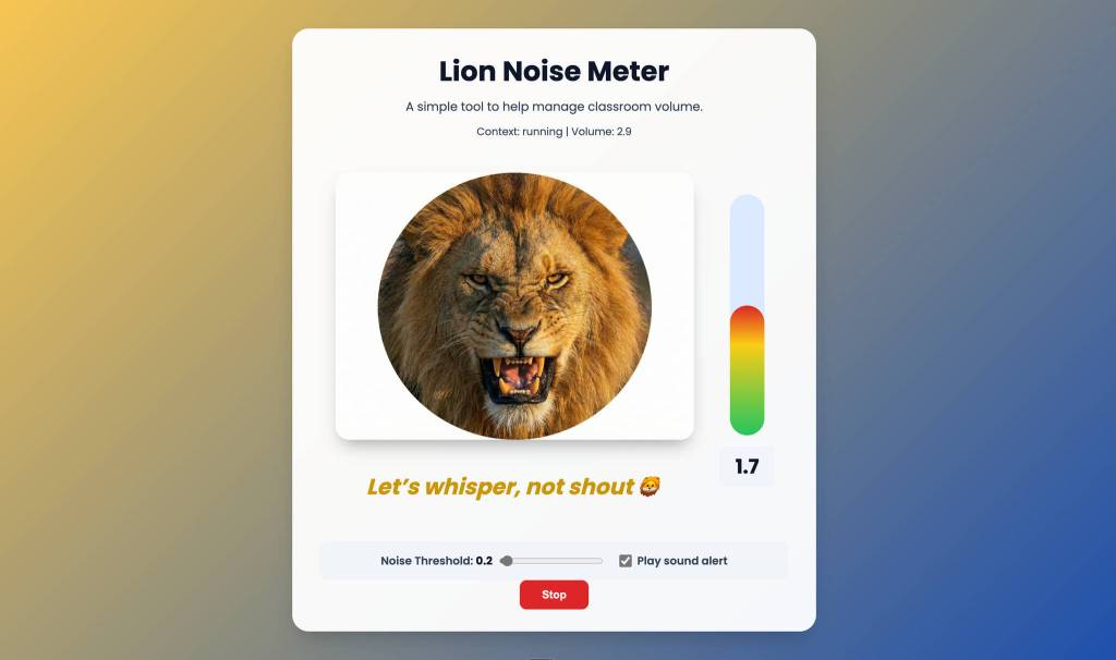The Lion Noise Meter app. Courtesy photo