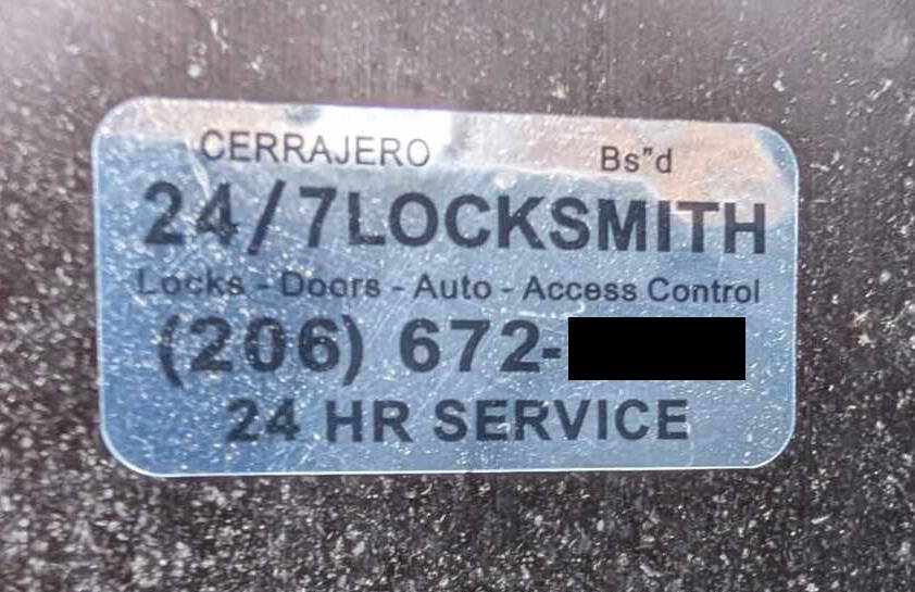 A fraudulent locksmith sticker shared by the Mercer Island Police Department. Courtesy photo