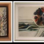 Paintings by Bernadette, left, and Michael Monroe.