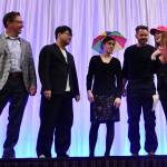 Mercer Island High School Drama students Tiger Yang, Luthien Finch and Anya Sobel perform improv at the breakfast along with special guests Dr. Fred Rundle and Joel McHale. Andy Nystrom/ staff photo