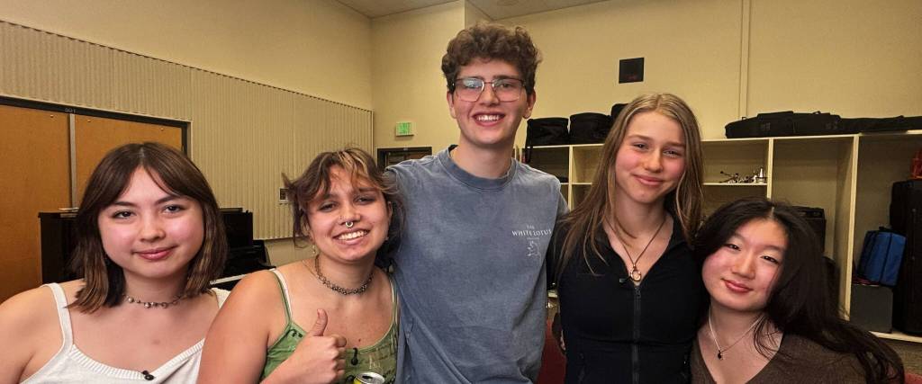 Mercer Island High School students, from left, Phoebe Carr, RJ Annest, Cole Jones, Liv Hoefer and Mia Dong. Andy Nystrom/ staff photo