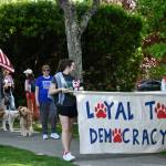Mercer Island residents participate in the Dogs for Democracy event on May 9 at Mercerdale Park. The group walked through the park and the nearby business district. The event was the brainchild and labor of love of Regina Feinberg. Democracy works best when everyone shows up and every bark counts, reads a press release. Andy Nystrom/ staff photo