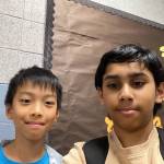 From left to right are Islander Middle School sixth-graders Irving Sun and Ish Singh, who are part of a 3D printing business with classmate Aadi Luhadia (not pictured). Courtesy photo